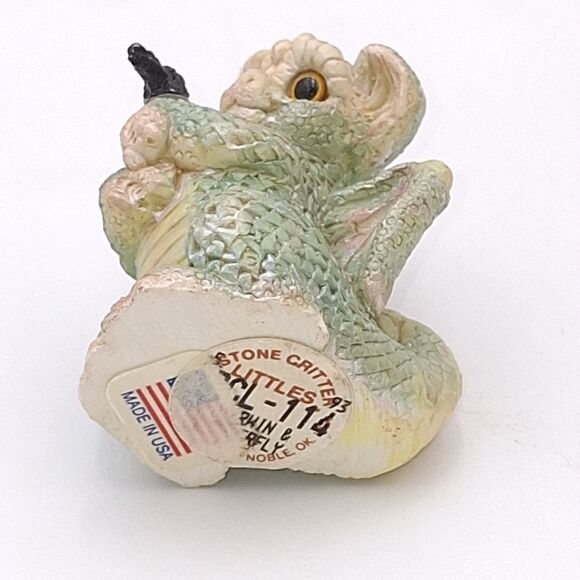 Vintage 1993 Stone Critter Littles Green Dragon SCL 114 Made in the USA Fantasy - Picture 3 of 11